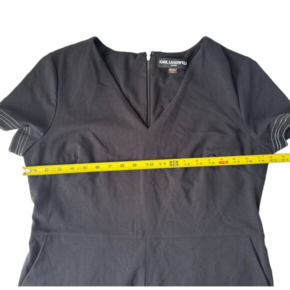 karl lagerfeld Women’s Wide Leg Jumpsuit Black With Stitching Size 12 - Picture 4 of 16